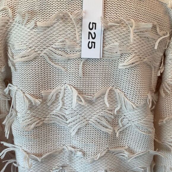 525 Fringe Cardigan Sweater In Bare Size Large Ivory Off White V- Neck B… - Picture 7 of 9